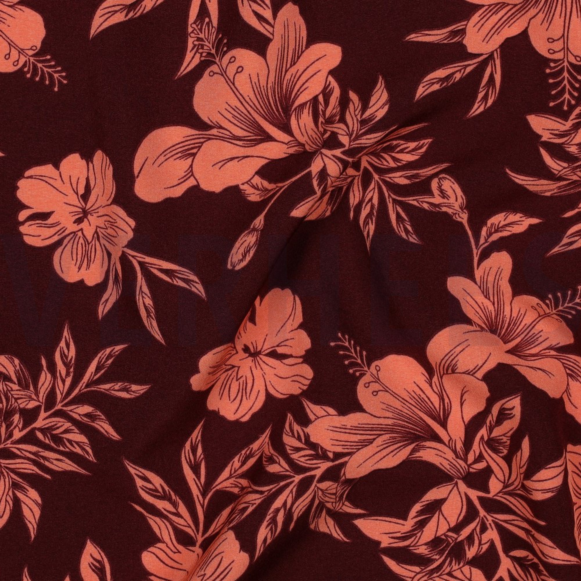 MAGNOLIA STRETCH TROPICAL FLOWERS BORDEAUX (high resolution) #2