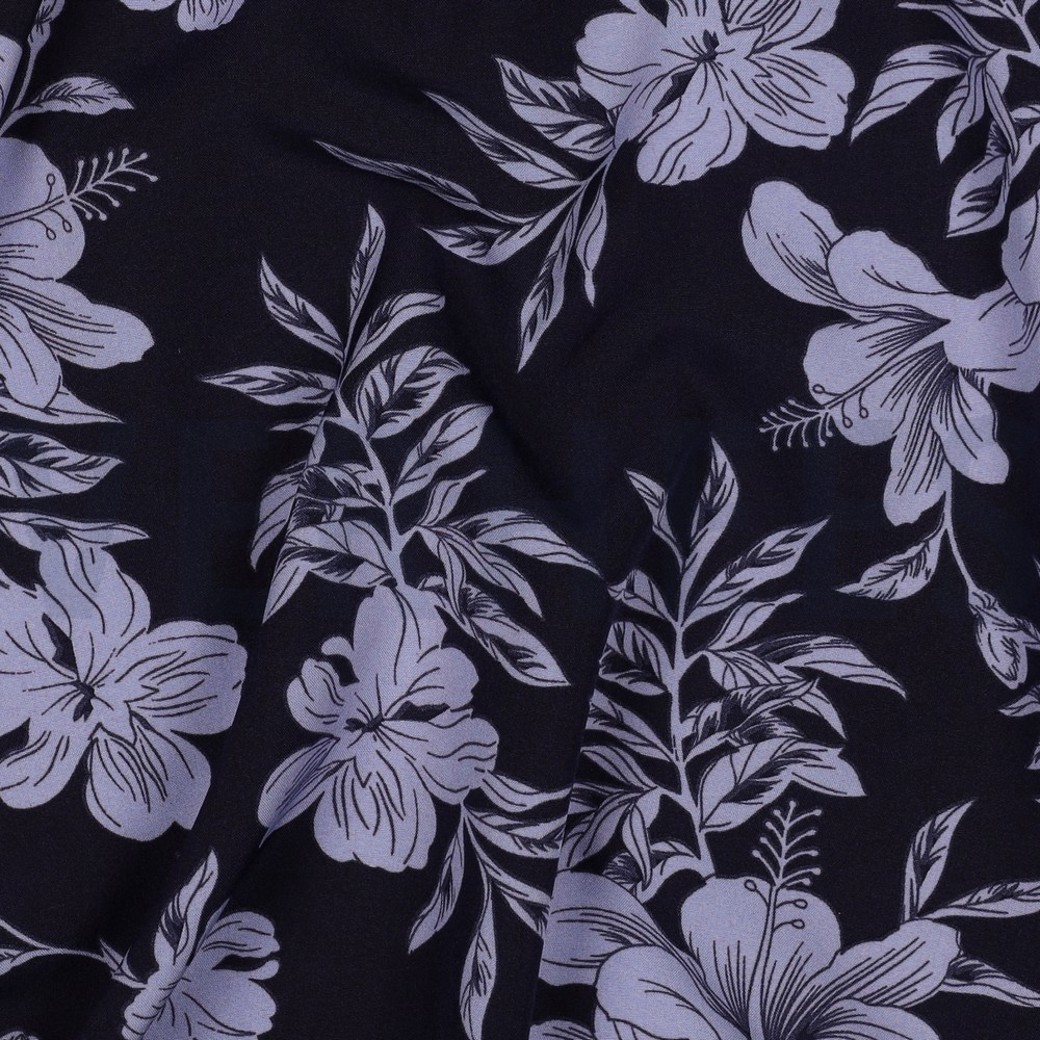 MAGNOLIA STRETCH TROPICAL FLOWERS NAVY #2