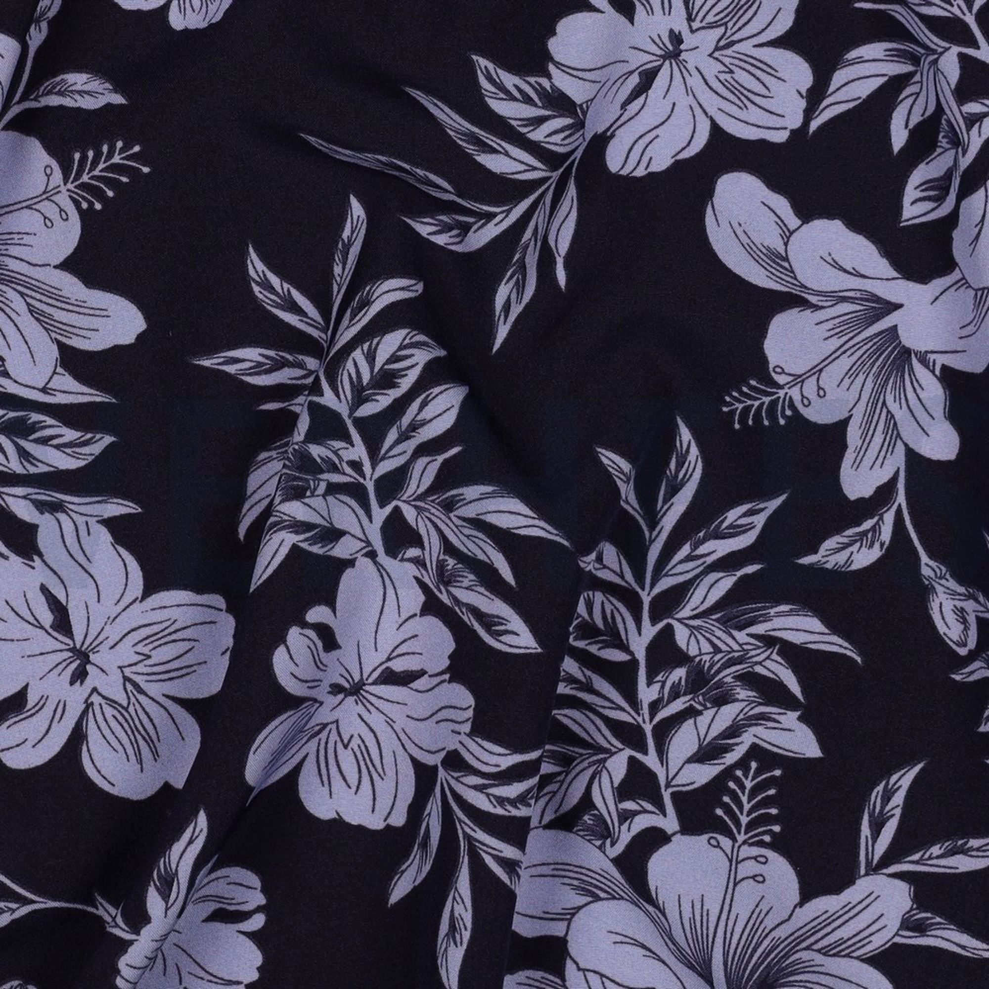 MAGNOLIA STRETCH TROPICAL FLOWERS NAVY (high resolution) #2