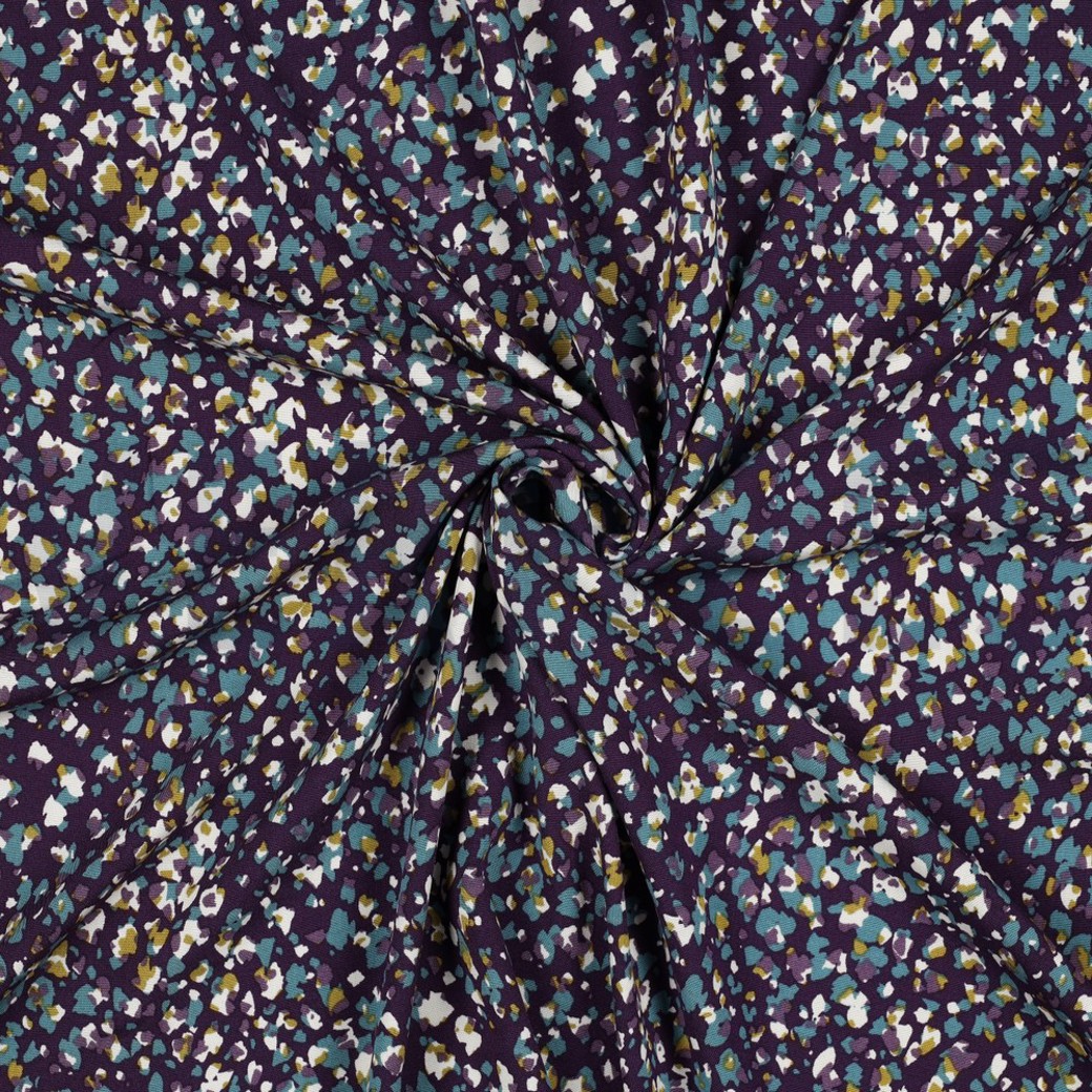 VISCOSE POPLIN STRETCH ANIMAL SKIN AUBERGINE #2