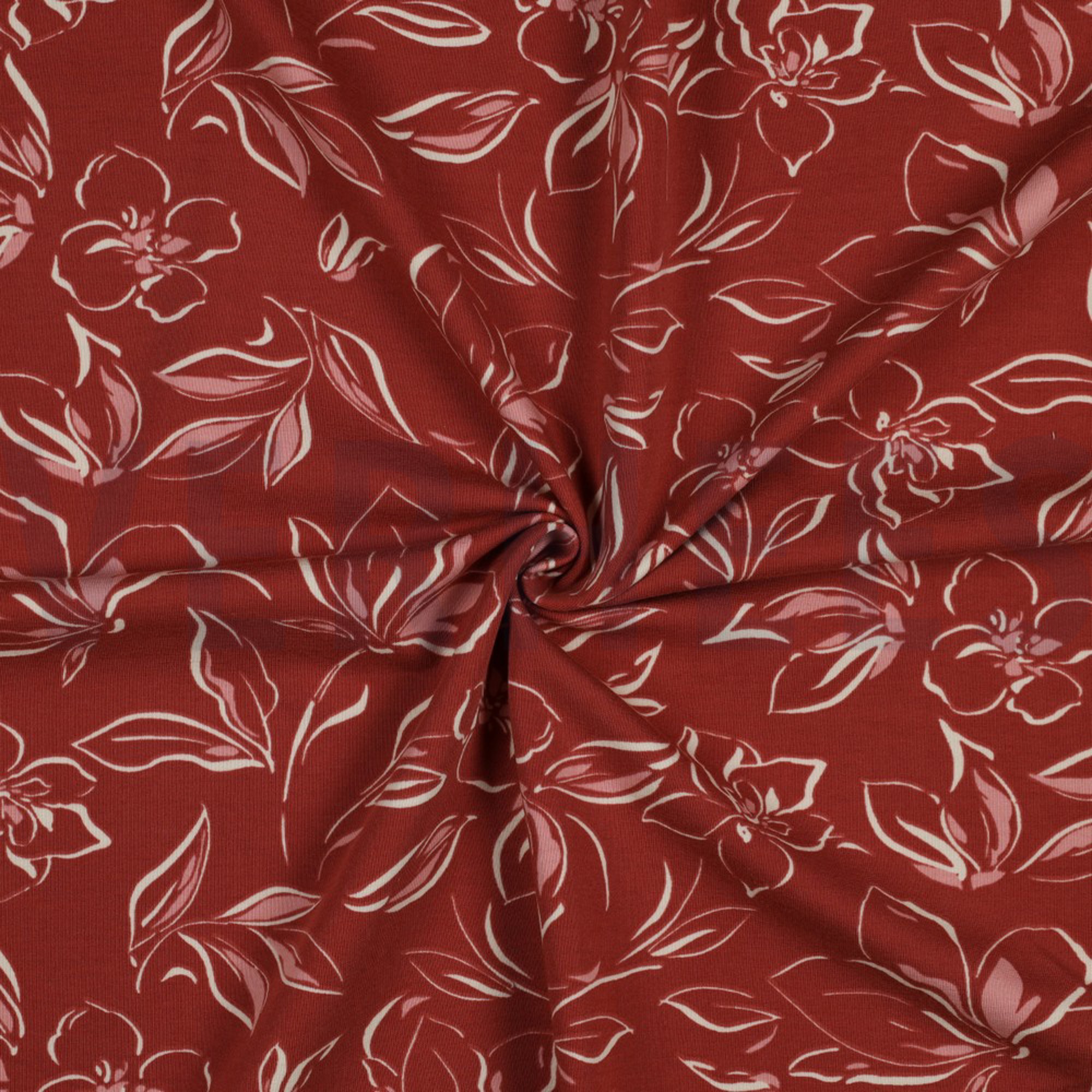 FRENCH TERRY FLOWERS KETCHUP RED (high resolution) #2