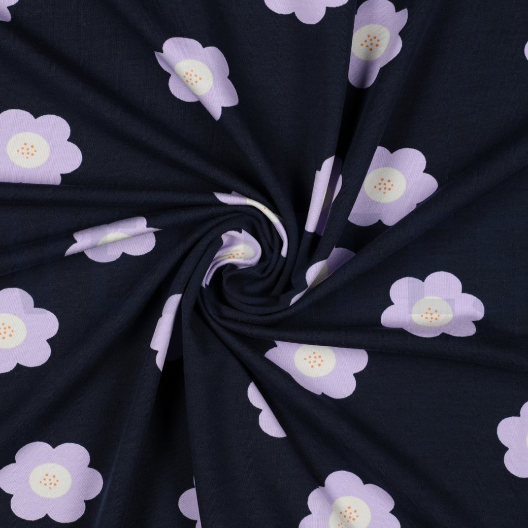FRENCH TERRY BIG FLOWERS NAVY #2