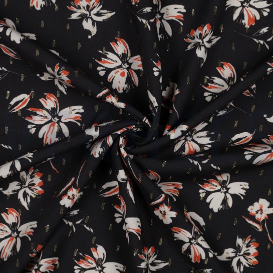 VISKOSE LUREX BLUMEN SCHWARZ #7