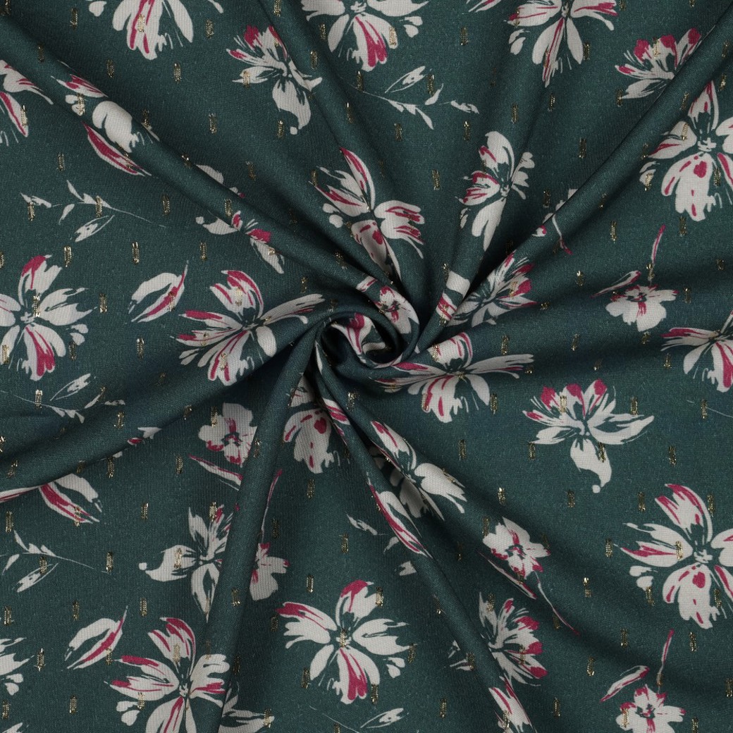 VISCOSE LUREX FLOWERS DARK EMERALD #2