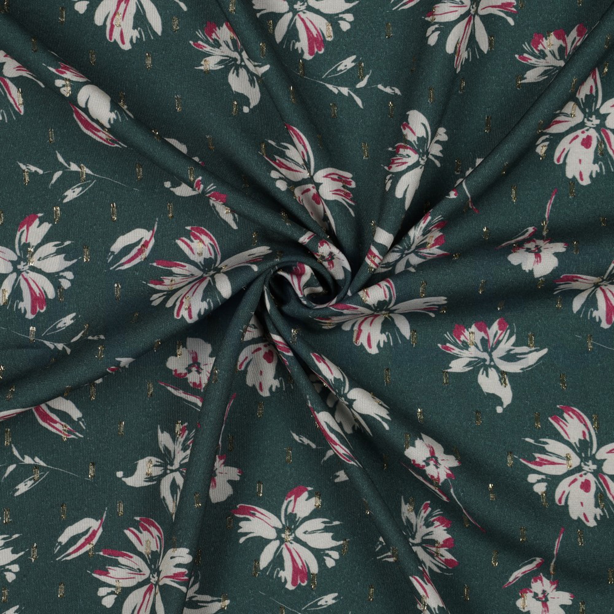 VISCOSE LUREX FLOWERS DARK EMERALD (high resolution) #2