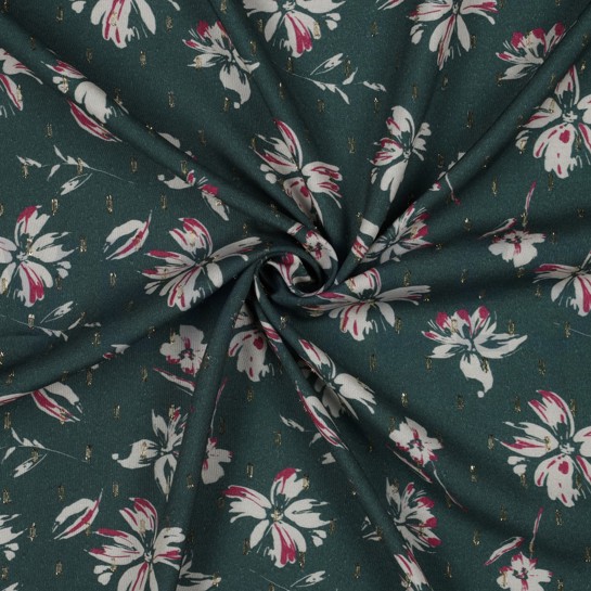 VISKOSE LUREX BLUMEN DUNKEL SMARAGD #7