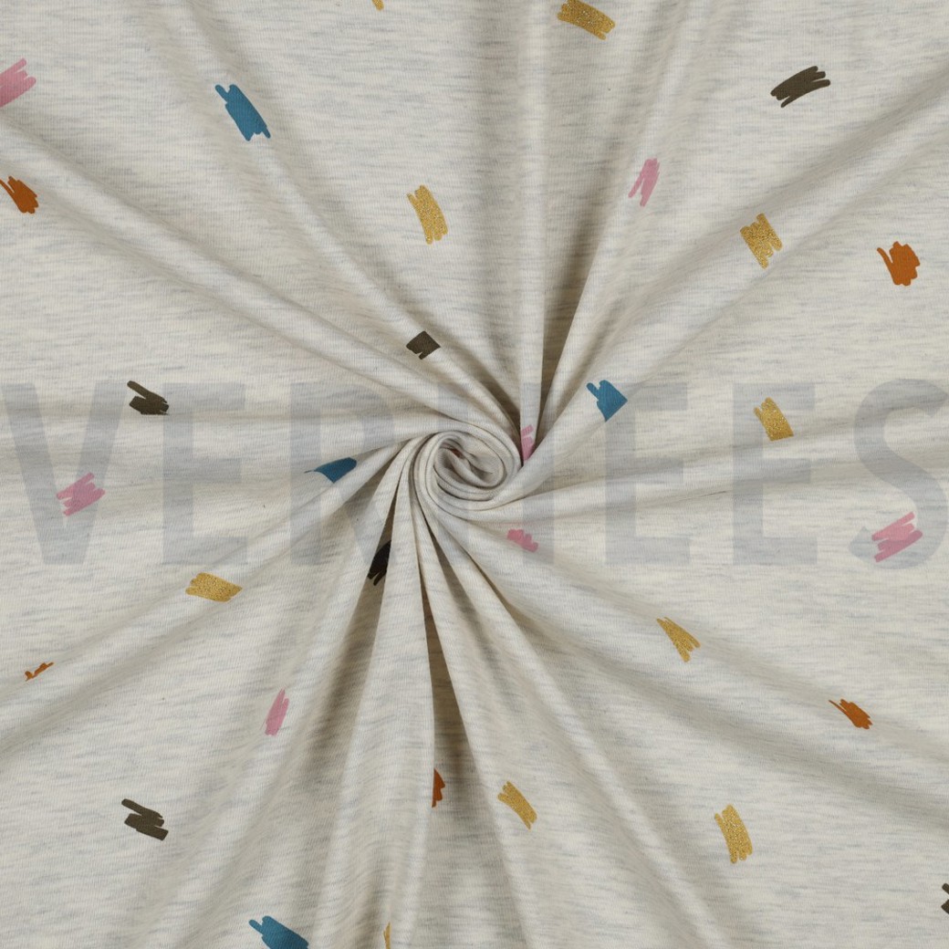 JERSEY MELANGE GLITTER SCRIBBLES ECRU #2