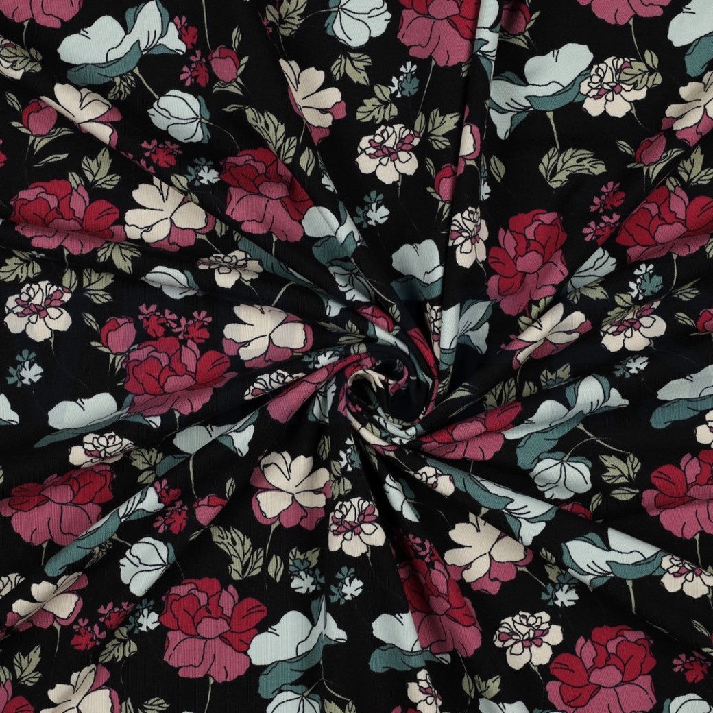 JERSEY BIG FLOWERS BLACK #2