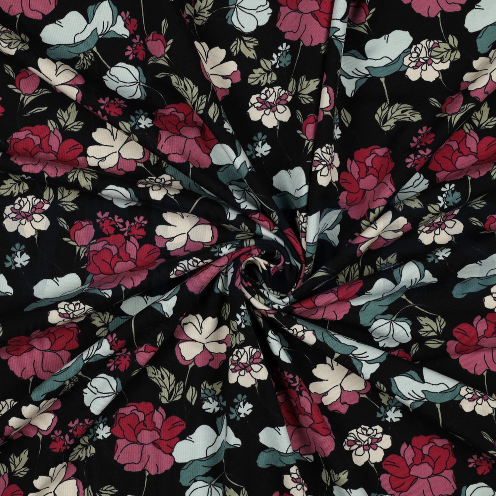 JERSEY BIG FLOWERS BLACK (high resolution) #2