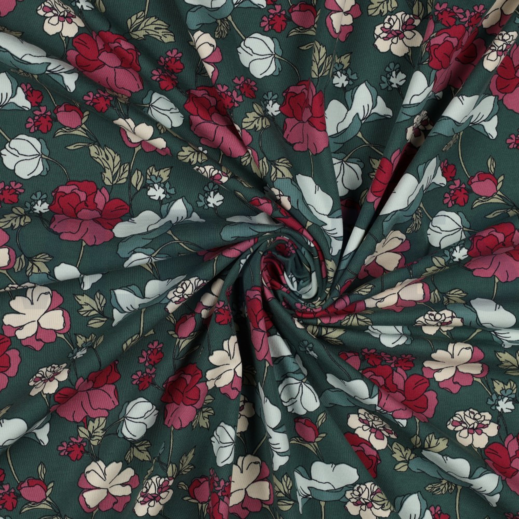 JERSEY BIG FLOWERS EMERALD (high resolution) #2