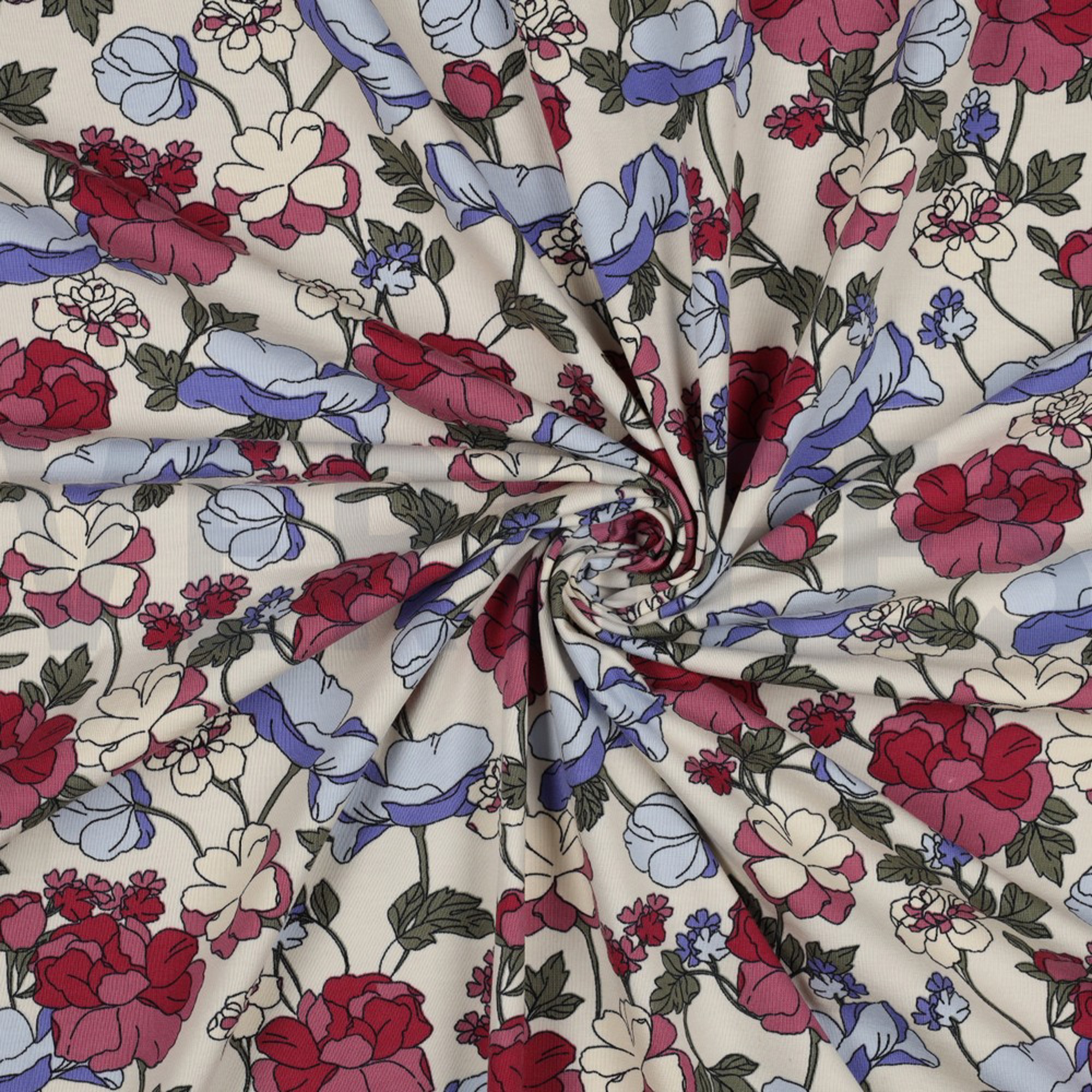 JERSEY BIG FLOWERS ECRU (high resolution) #2