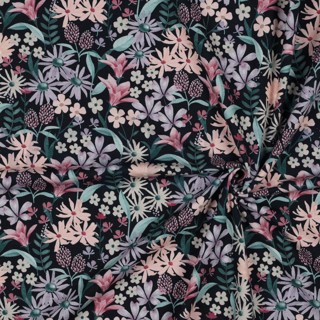 JERSEY DIGITAL FLOWERS NAVY #2