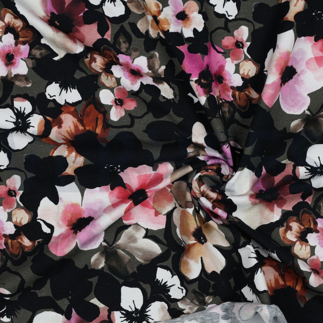 JERSEY DIGITAL FLOWERS ARMY GREEN #2