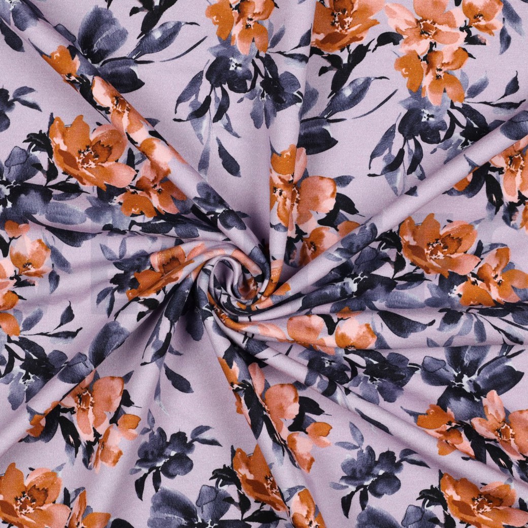 FRENCH TERRY DIGITAL FLOWERS LILAC #2