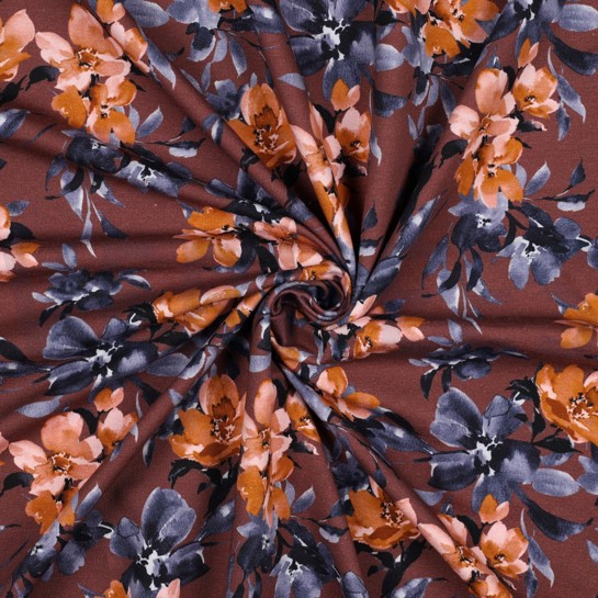 FRENCH TERRY DIGITAL BLUMEN MAUVE #7