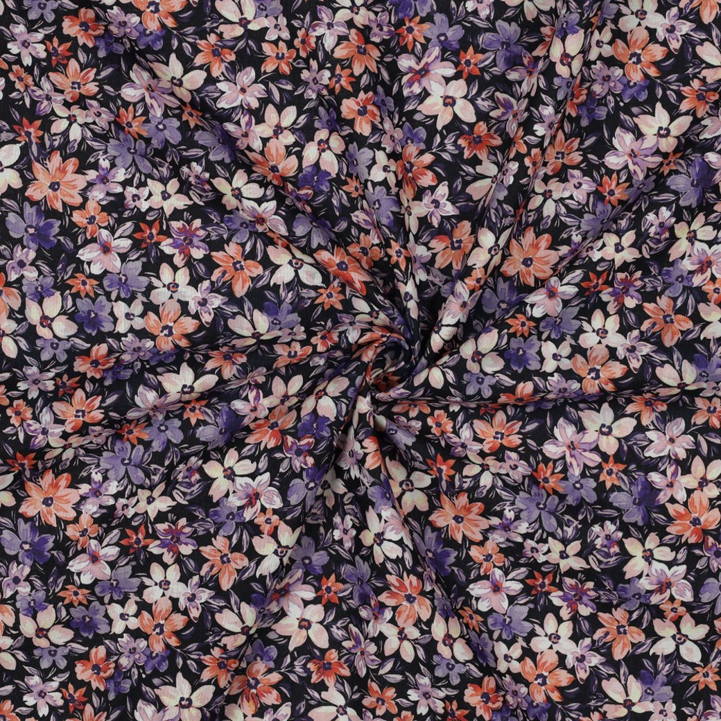 POPLIN DIGITAL FLOWERS BLACK #2