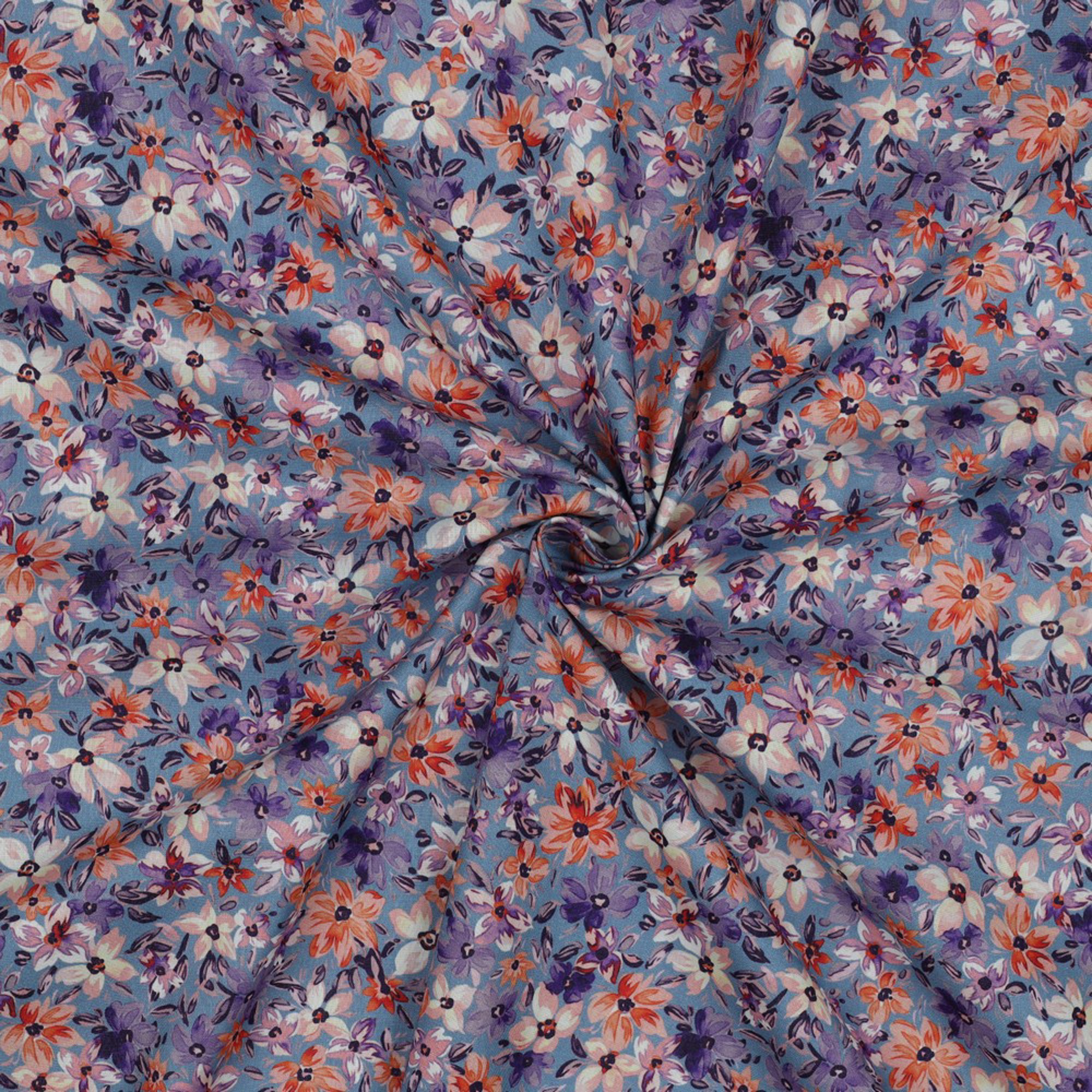 POPLIN DIGITAL FLOWERS SKY BLUE (high resolution) #2