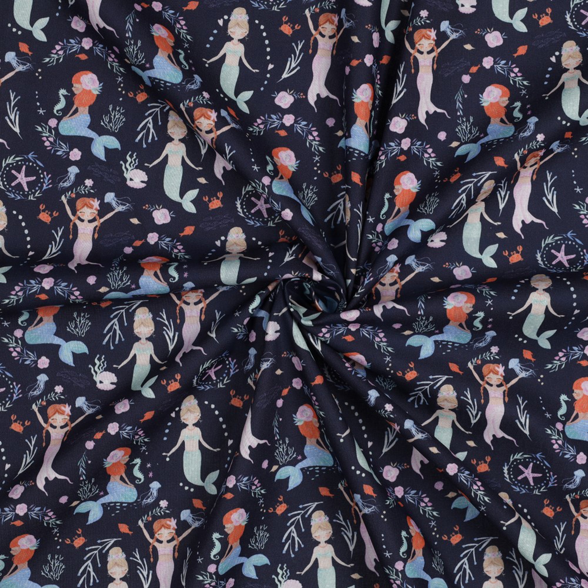 POPLIN DIGITAL MERMAIDS NAVY (high resolution) #2