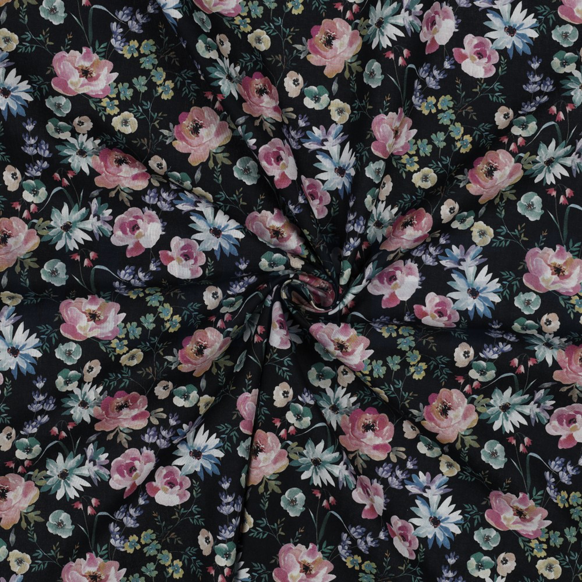 POPLIN DIGITAL FLOWERS BLACK (high resolution) #2