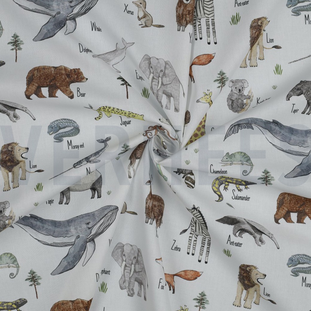 POPLIN DIGITAL ANIMALS WHITE #2