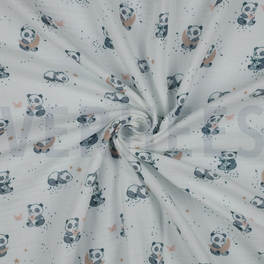 DOUBLE GAUZE DIGITAL PANDA WHITE #2