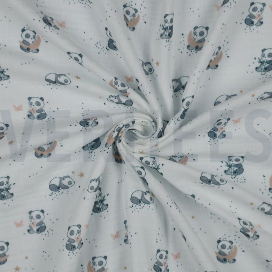 DOUBLE GAUZE DIGITAAL PANDA'S WIT #7