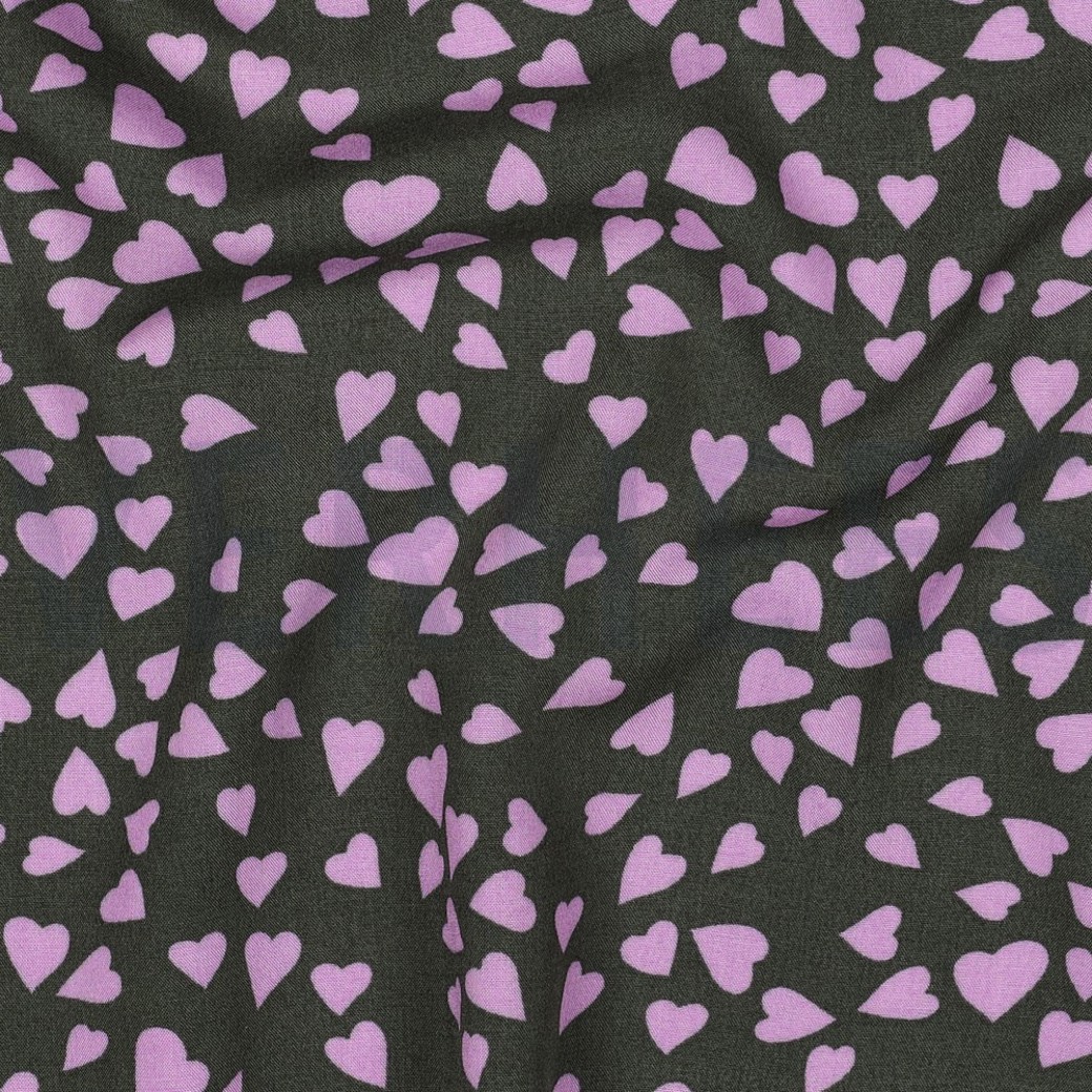 LENZING™ ECOVERO™ HEARTS ARMY GREEN #2