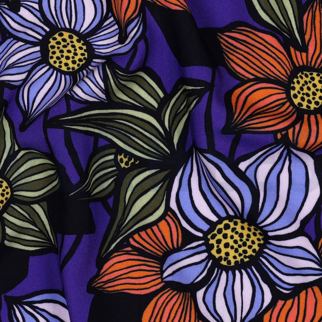 LENZING™ ECOVERO™ FLOWERS COBALT #2