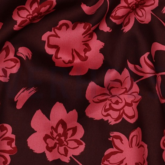 COTTON SATIN FLOWERS BORDEAUX #7