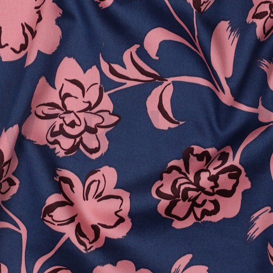 COTTON SATIN FLOWERS BLUE #7