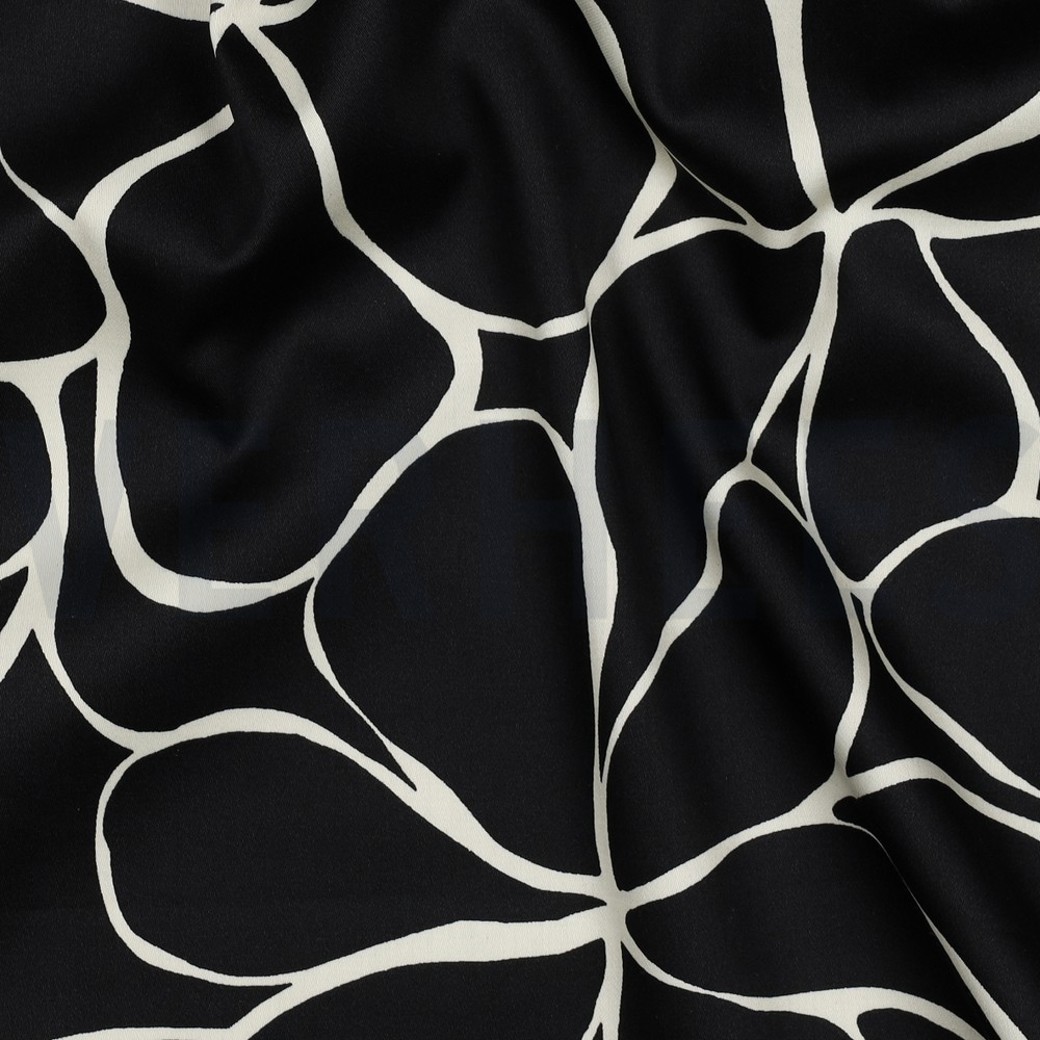 COTTON SATIN FLOWERS BLACK #2