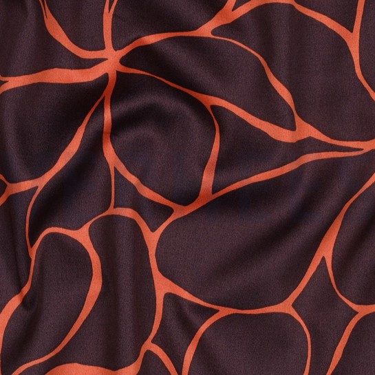 COTTON SATIN FLOWERS DARK BROWN #7