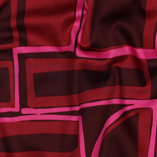 COTTON SATIN GEOMETRIC BORDEAUX #7