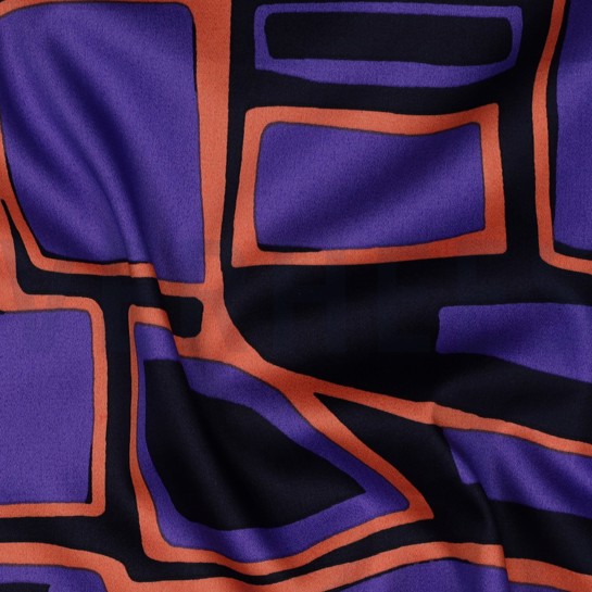 COTTON SATIN GEOMETRIC NAVY #7