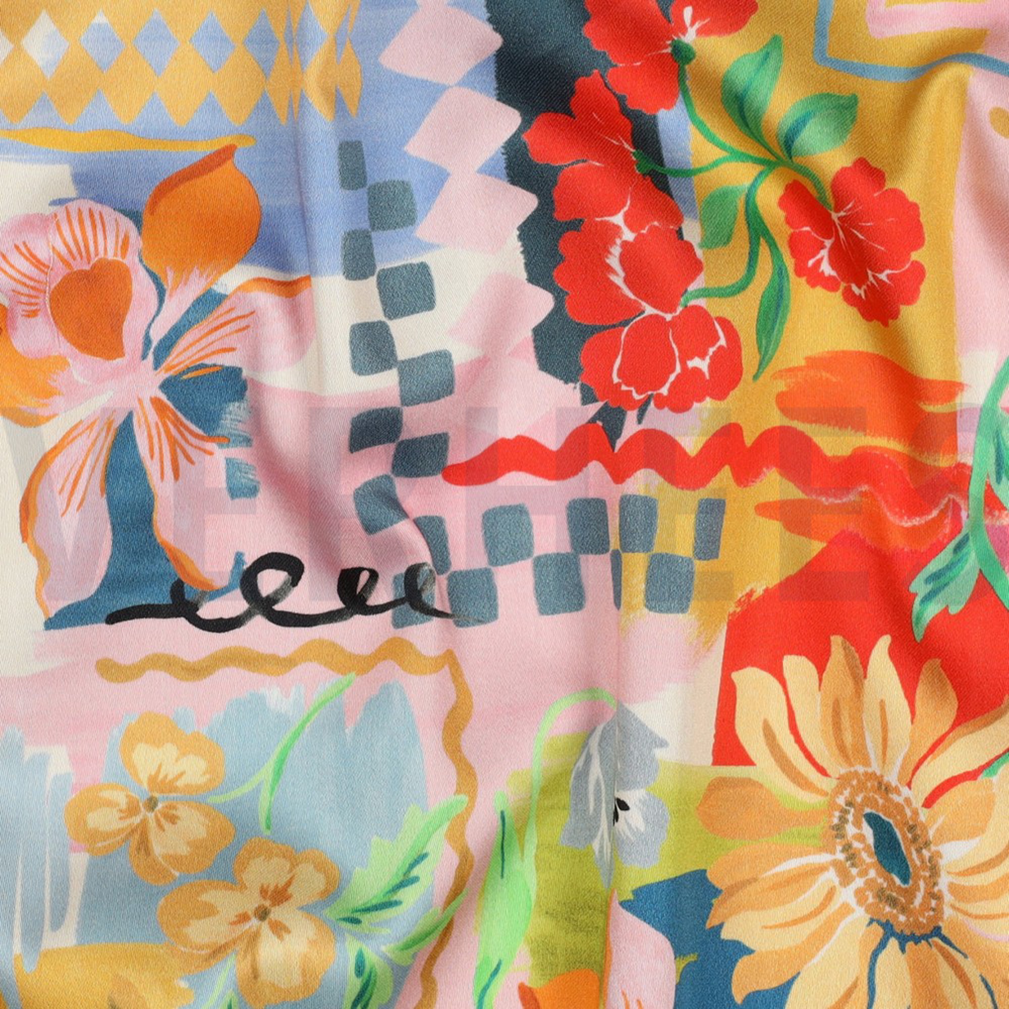 COTTON SATIN DIGITAL PATCHWORK YELLOW (high resolution) #2