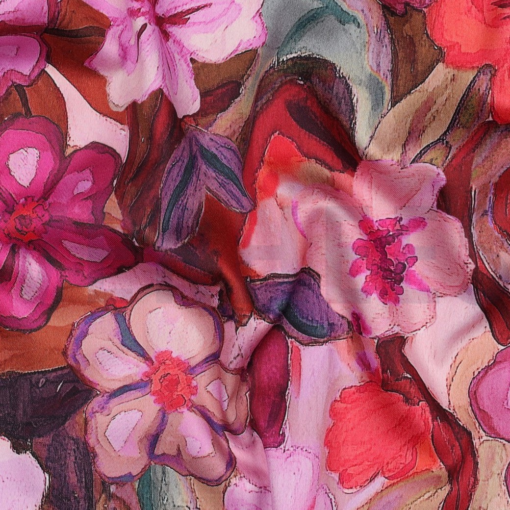 COTTON SATIN DIGITAL FLOWERS FUCHSIA #2