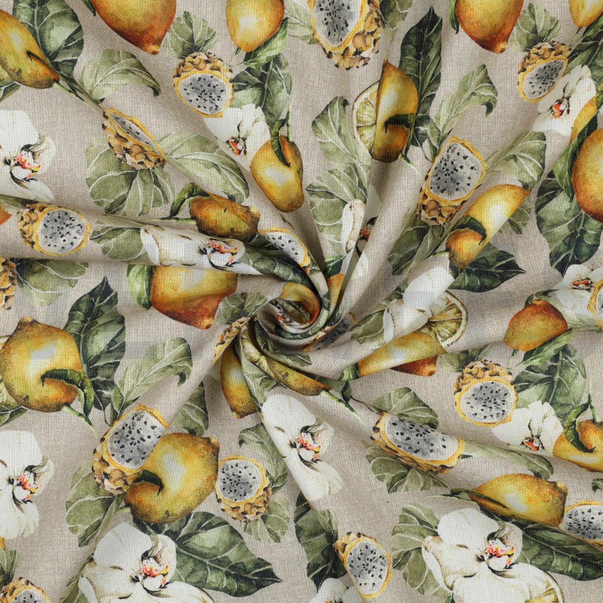 CANVAS DIGITAL TROPICAL FRUIT LINEN YELLOW (high resolution) #2