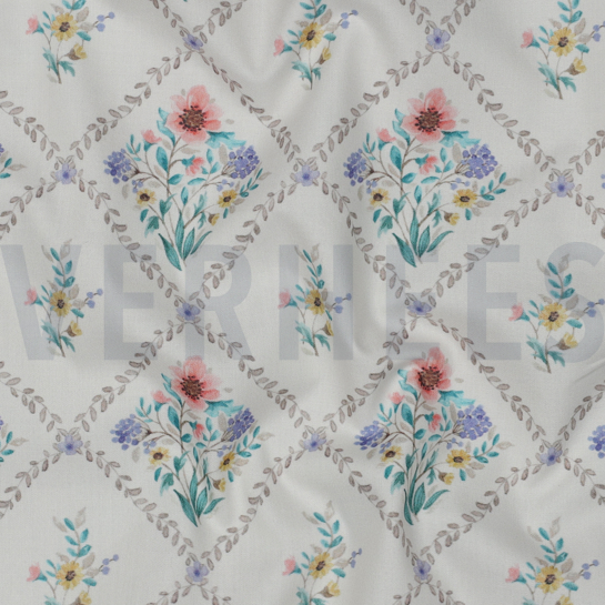FINE POPLIN DIGITAL FLOWERS OFF-WHITE #7