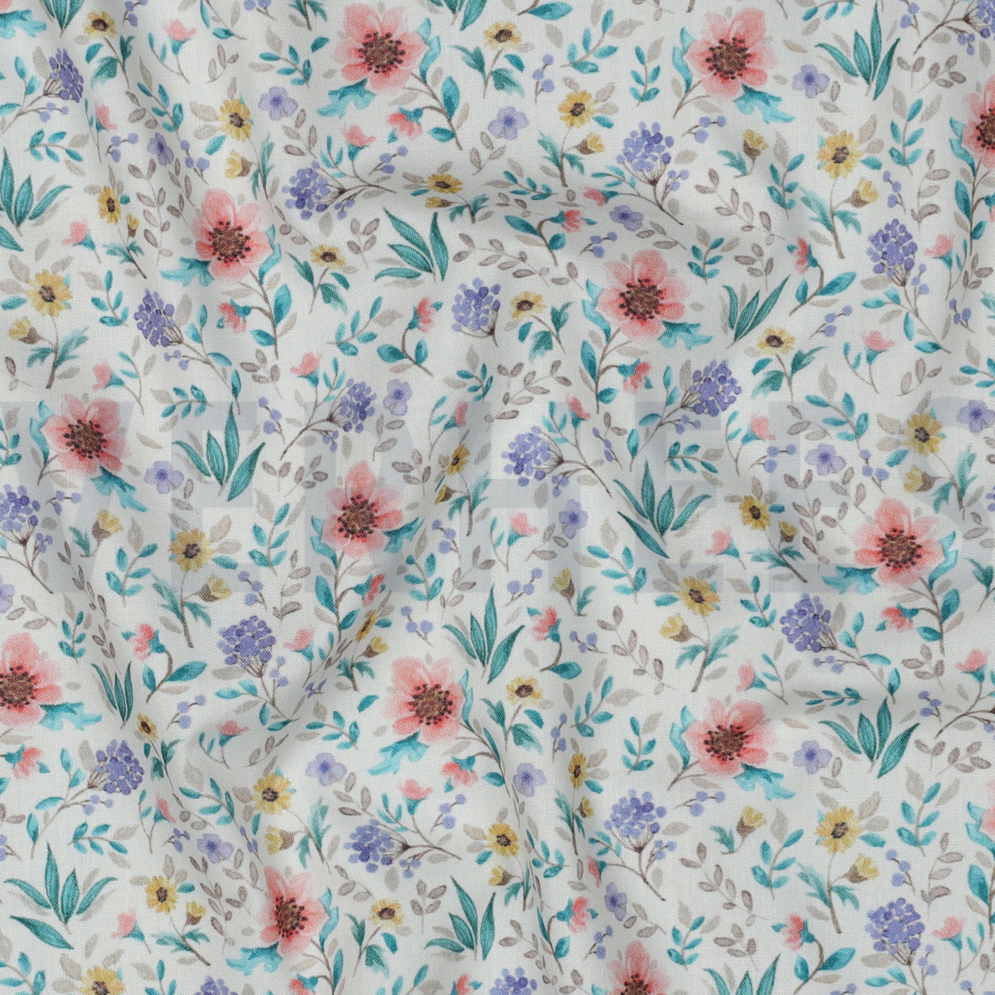 FINE POPLIN DIGITAL FLOWERS OFF-WHITE (high resolution) #2