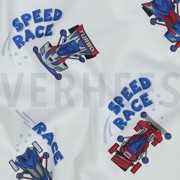 FINE POPLIN DIGITAL RACE CARS WHITE (thumbnail) #2