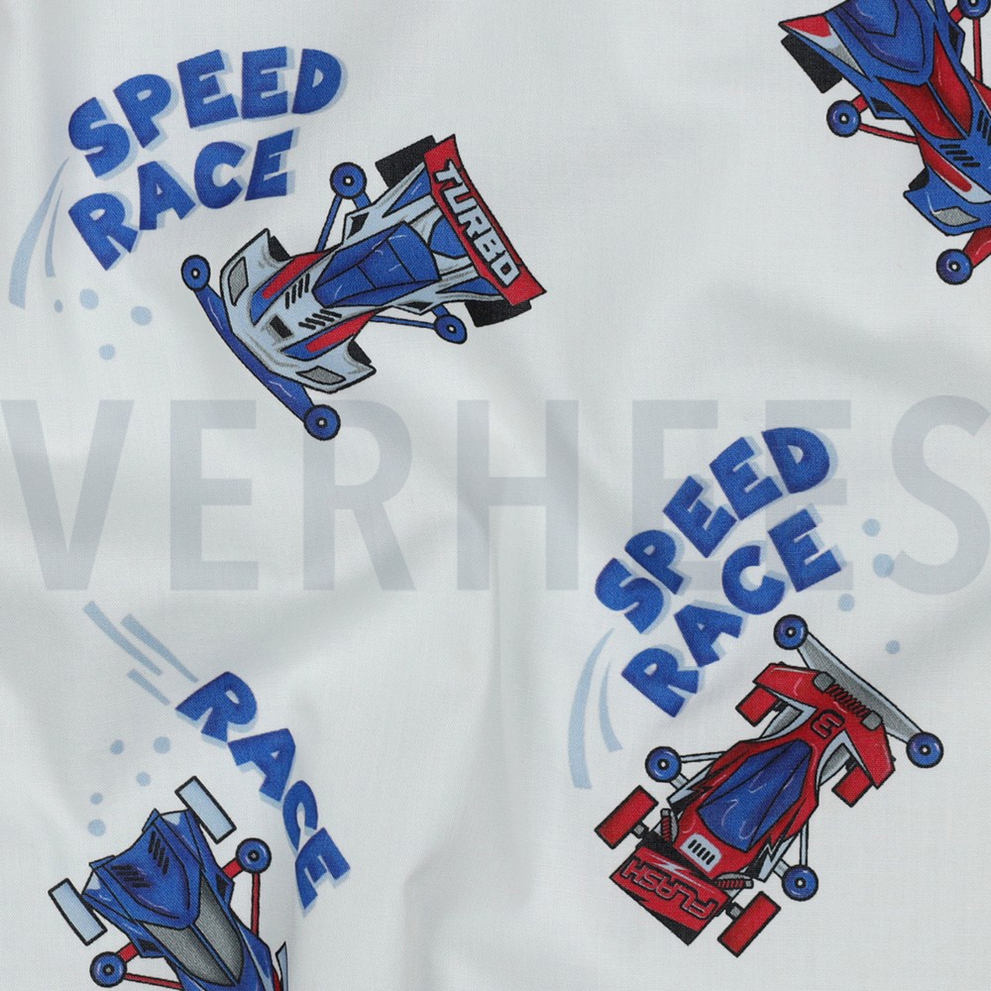 FINE POPLIN DIGITAL RACE CARS WHITE (high resolution) #2