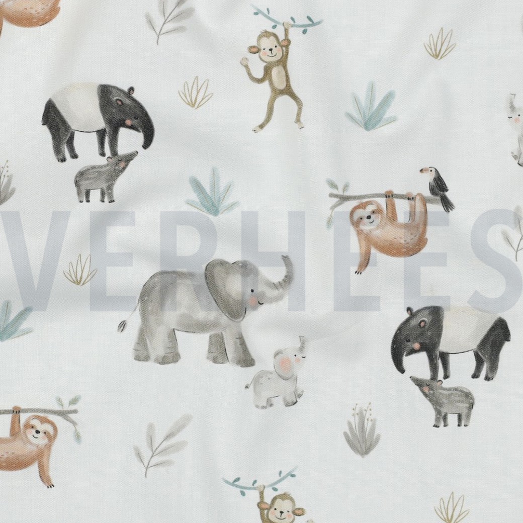 FINE POPLIN DIGITAL SAFARI ANIMALS OFF-WHITE #2