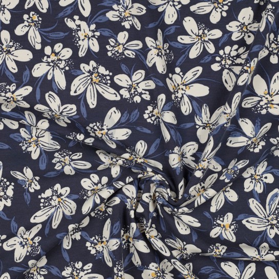 FRENCH TERRY FLOWERS NAVY #7