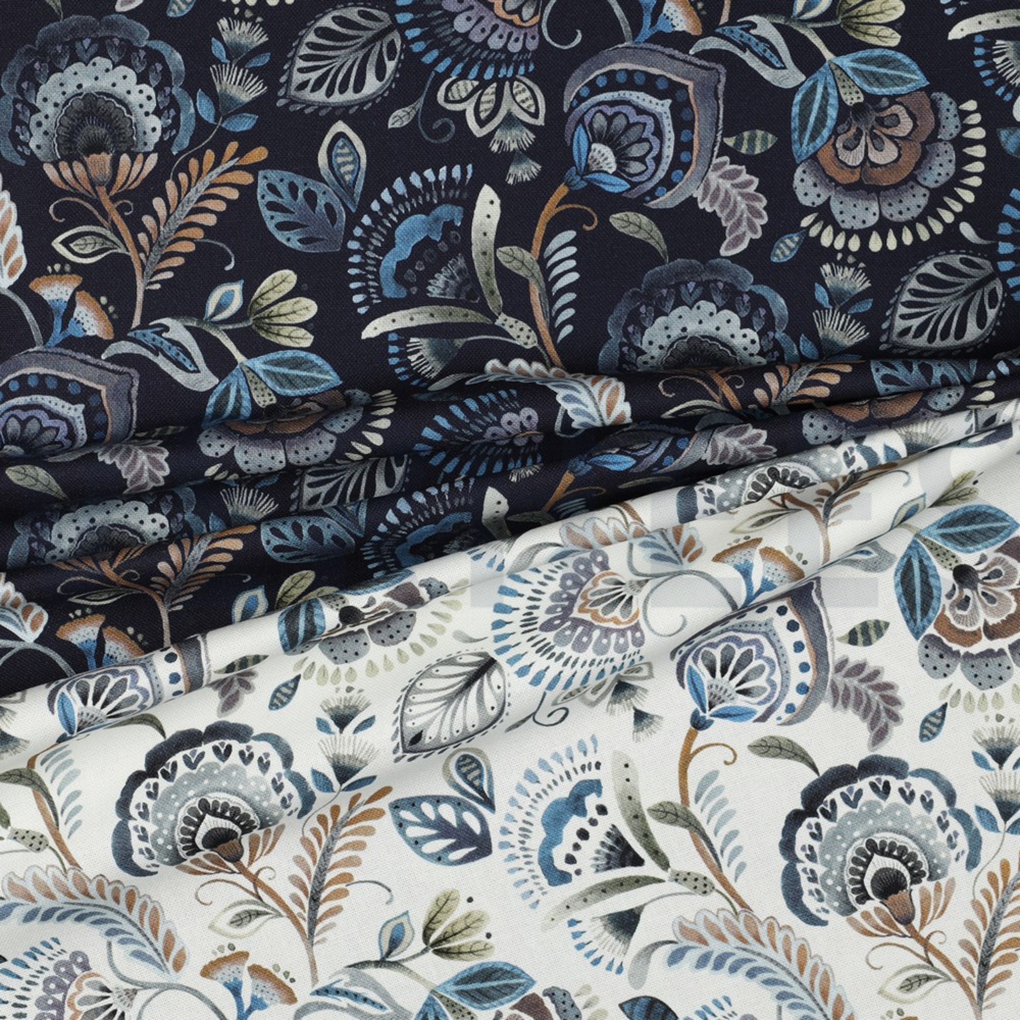 CANVAS DIGITAL PAISLEY OFF WHITE BLUE (high resolution) #2