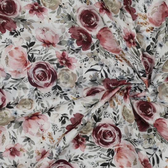 DOUBLE GAZE DE COTON FLEURS BLANC #7
