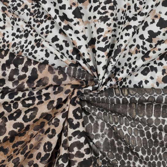 BAUMWOLLE POPELINE DIGITAL TIERHAUT BRAUN #7