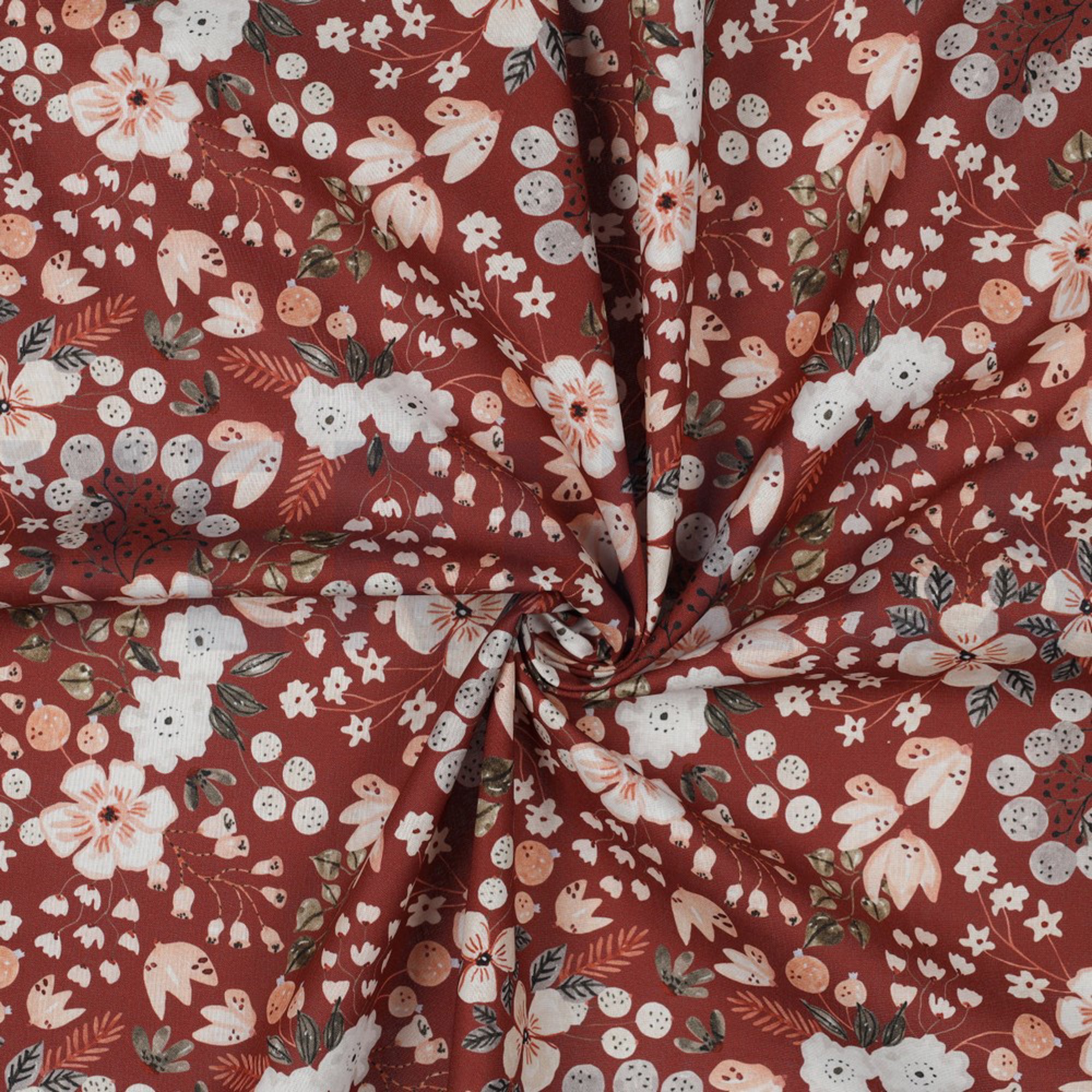POPLIN DIGITAL WATERCOLOUR FLOWERS ROUGE (high resolution) #2