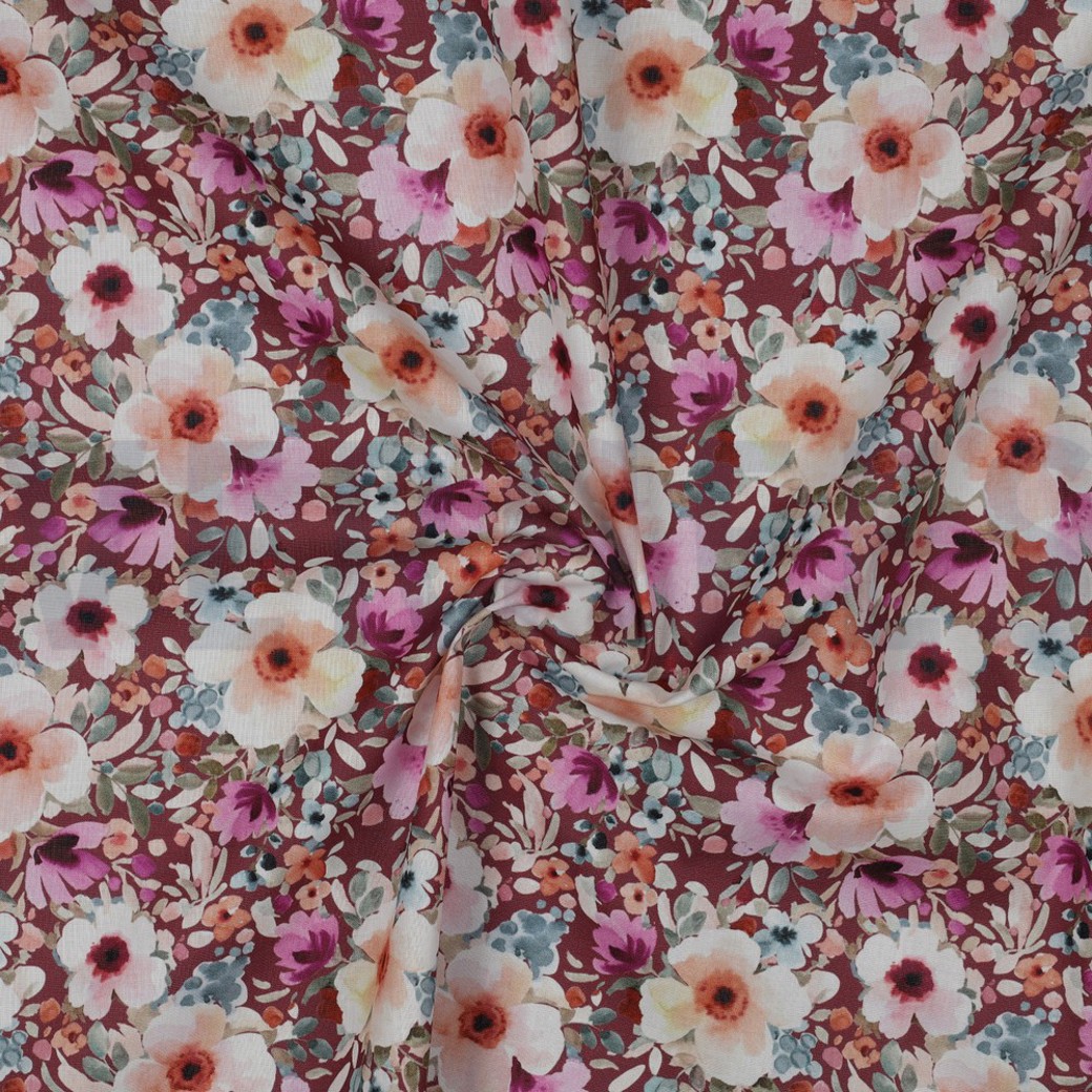 POPLIN DIGITAL FLOWERS MAUVE #2