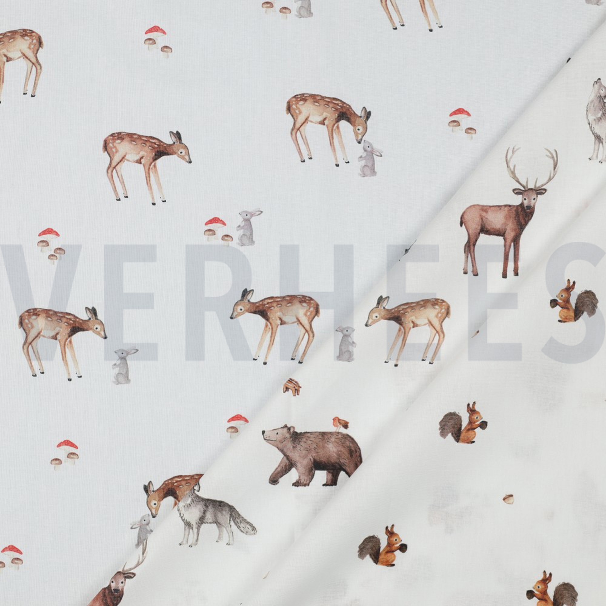 POPLIN DIGITAL FOREST ANIMALS WHITE (high resolution) #2