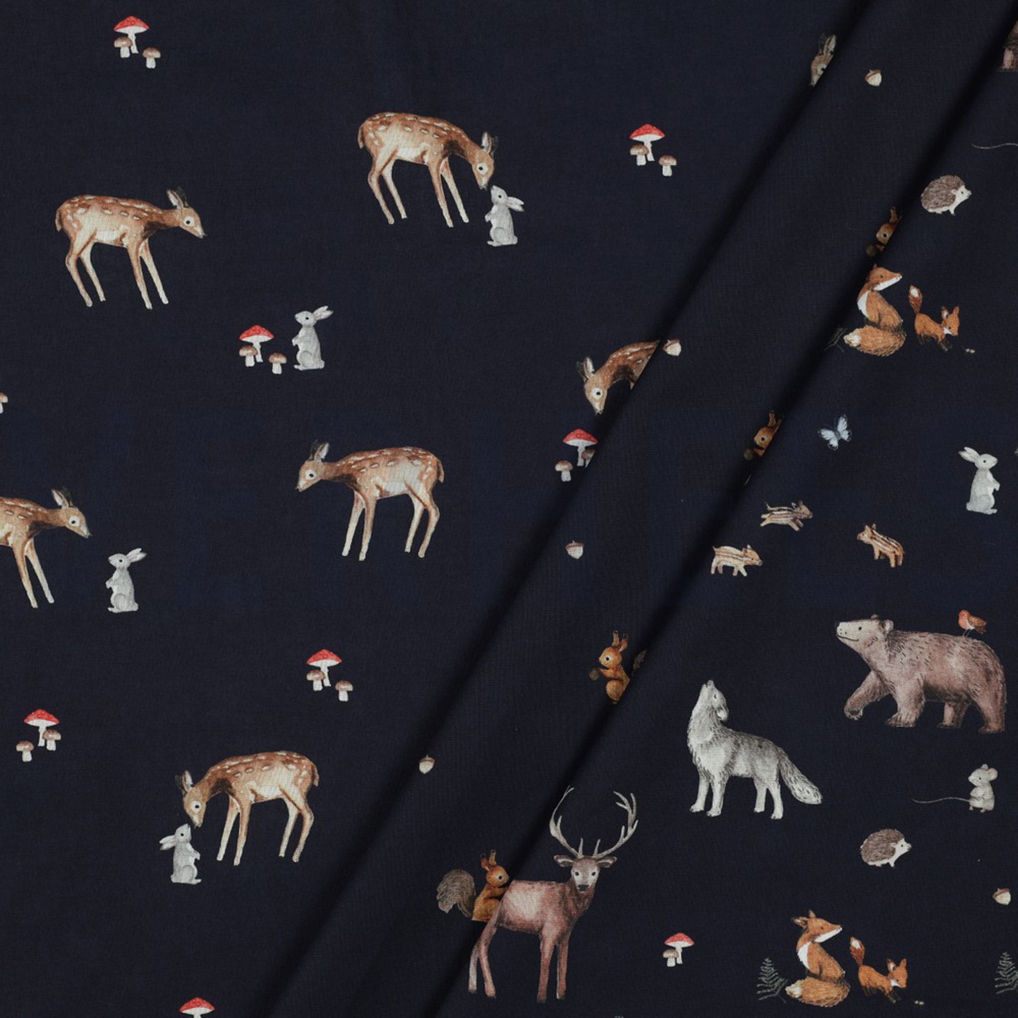 POPLIN DIGITAL FOREST ANIMALS NAVY (high resolution) #2